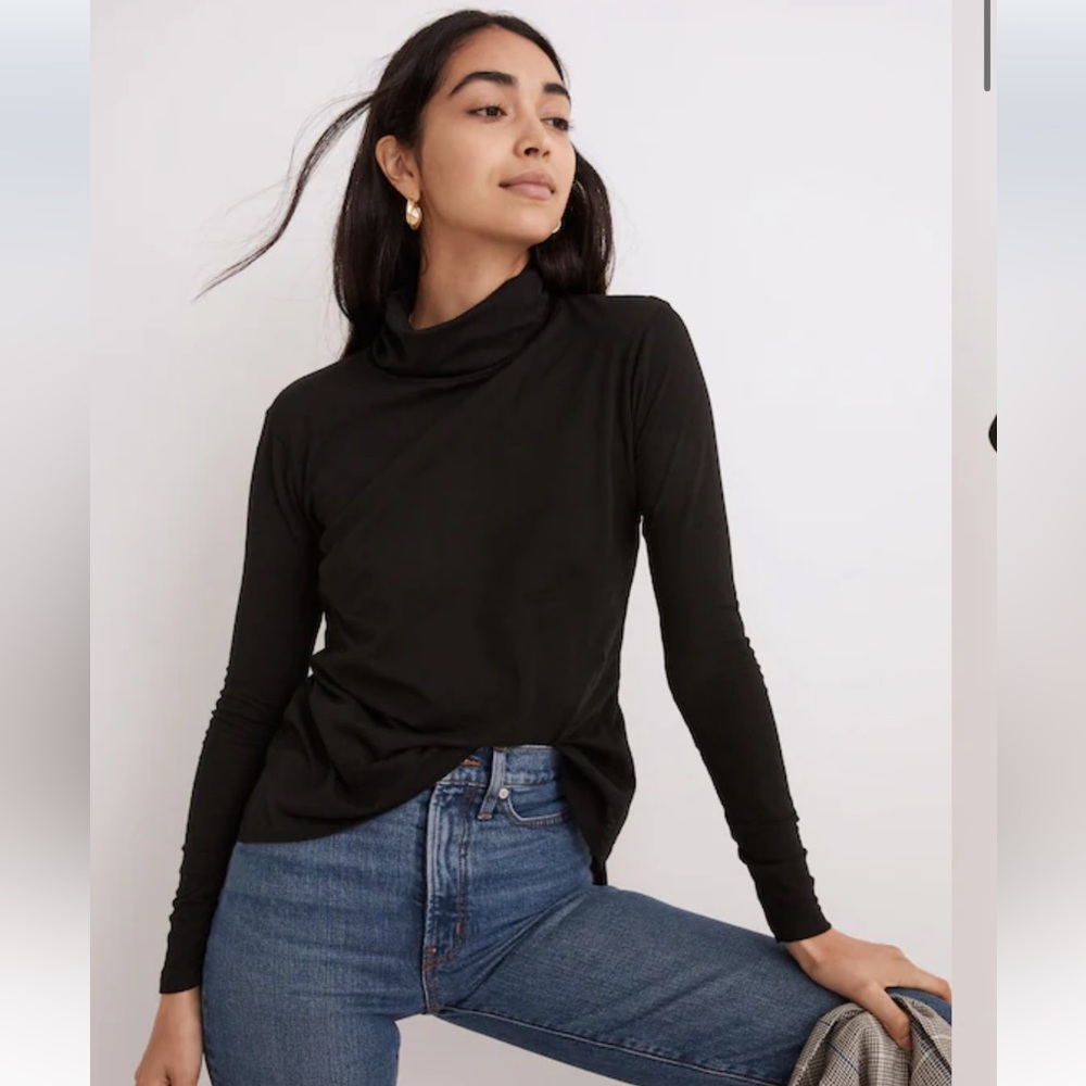 Madewell whisper cotton turtleneck tee, black